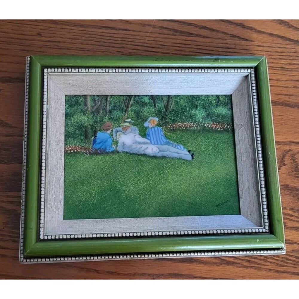 Daniel Belliard Signed Green Painting Enamel on Copper